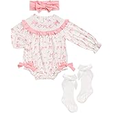 GRNSHTS Baby Girl 1st Birthday Outfits One Year Old Printed Romper Embroidery Bodysuit Cake Smash Clothes