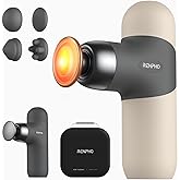 RENPHO Mini Thermal Massage Gun with Heat, Portable Deep Tissue Percussion Massager with 4 Heads for Neck & Back Comfort, Ultra-Quiet Operation for Home, Office & Travel, Includes Compact Carry Case