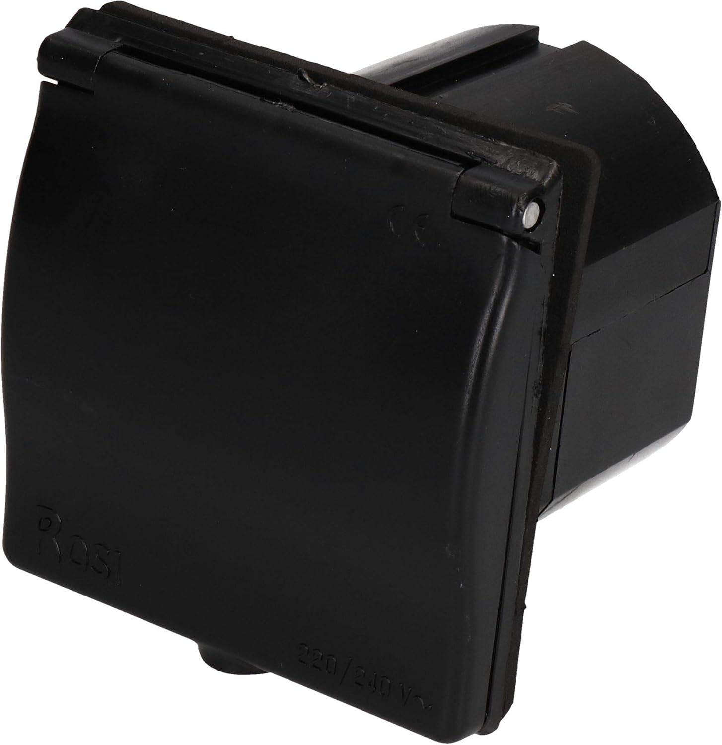 AB Tools 230v Mains 16A Flush Inlet Socket Black Caravan Motorhome Trailer Hook Up, 111 x 80