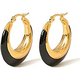 TaYolnFaSo Chunky Enamel Hoop Earrings for Women 18K Gold Plated Colorful Huggie Earrings Enamel Jewelry Valentine's Day Gift for Girlfriend Wife