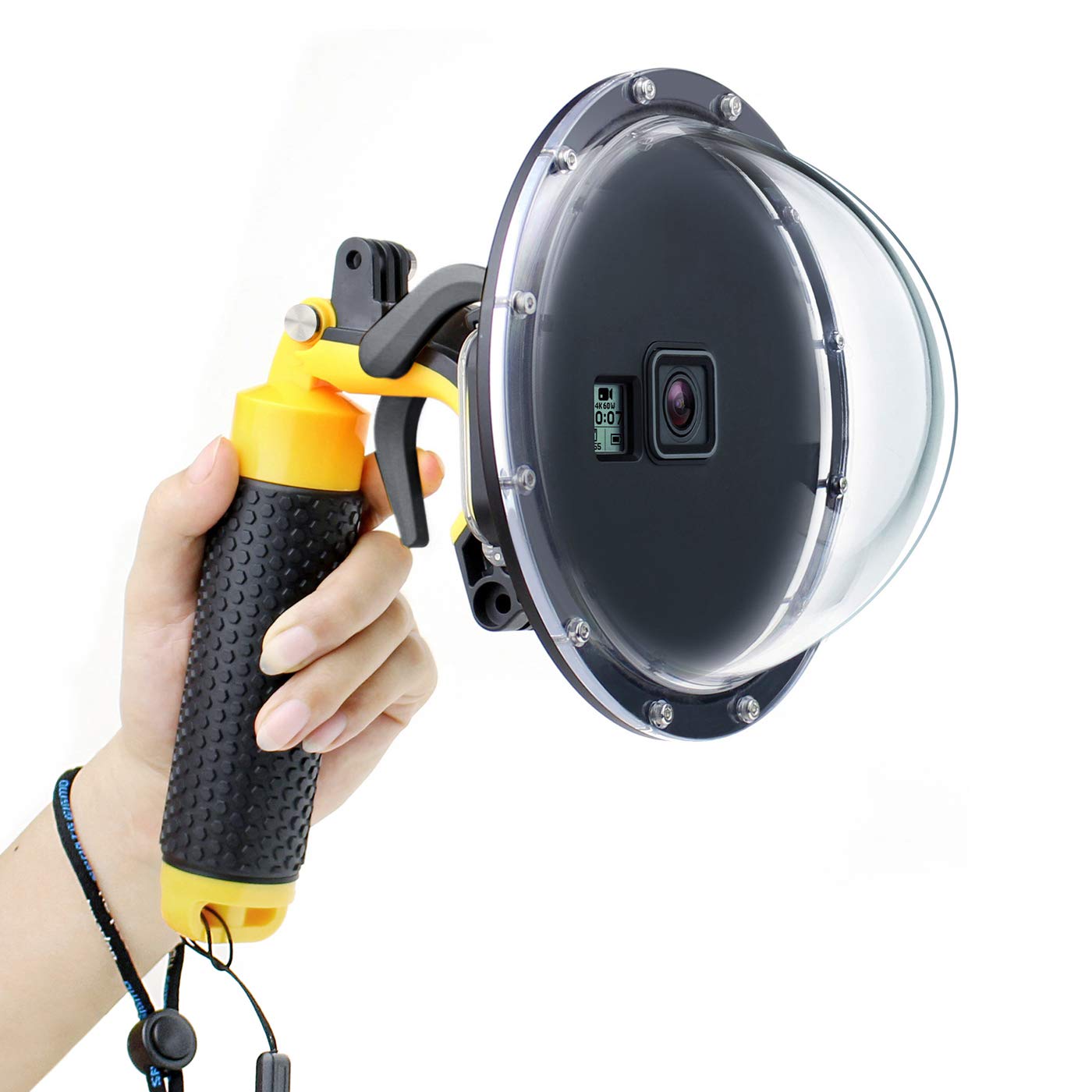 GEPULY Dome Port for GoPro Hero 7 Black/Silver/White, Hero 6 Black, Hero 5 Black, Hero 2018, Diving Dome Port Lens with Waterproof Housing Case Trigger Floating Hand Grip for Underwater Photography