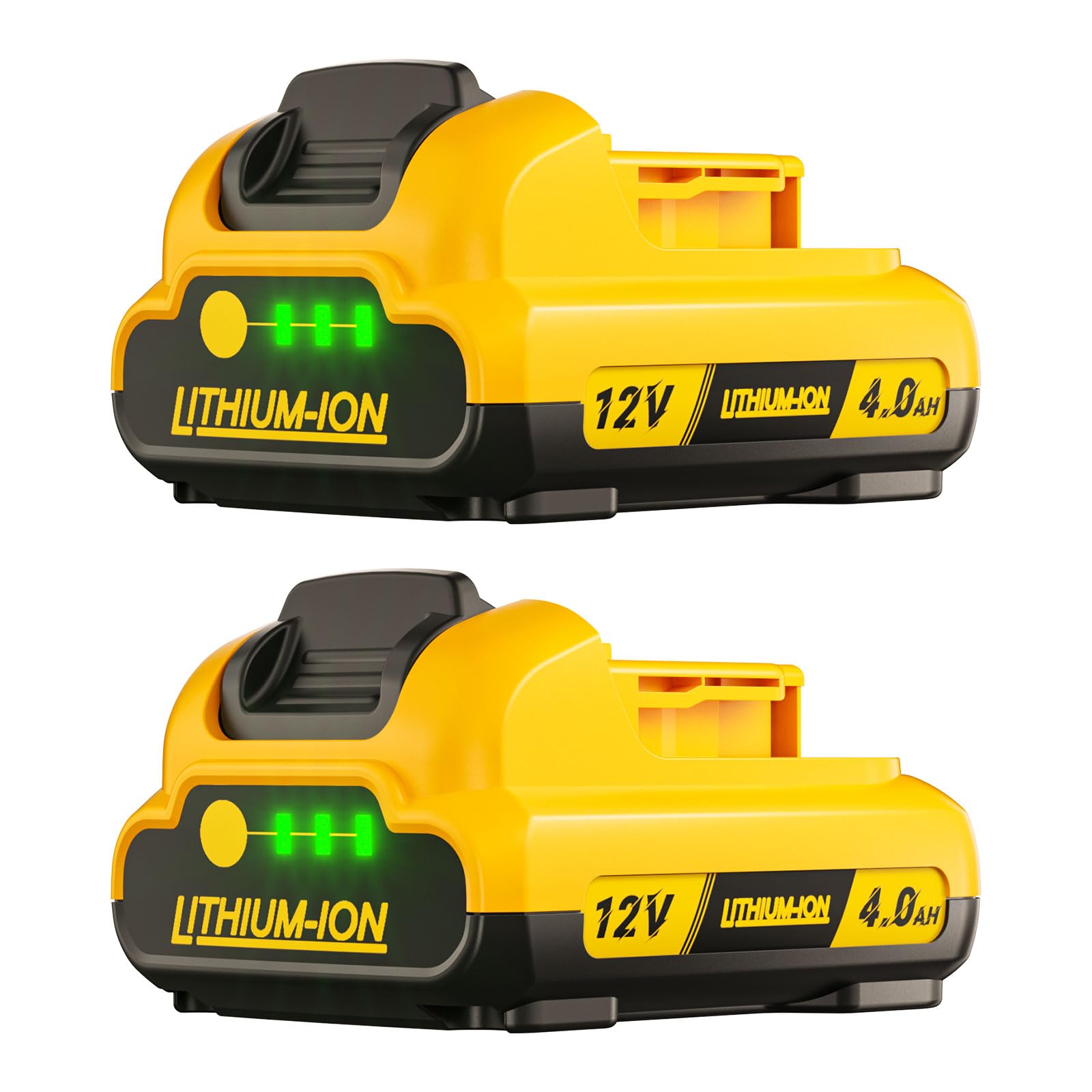 Photo 1 of **UNTESTED**
JUNWOOD Replacement for Dewalt 12V Battery DCB120 4.0Ah - Replacement for DCB120, DCB121, DCB127 DCB124 - Lithium-Ion Rechargeable Batteries for Dewalt 12volt Cordless Tools 2-Pack