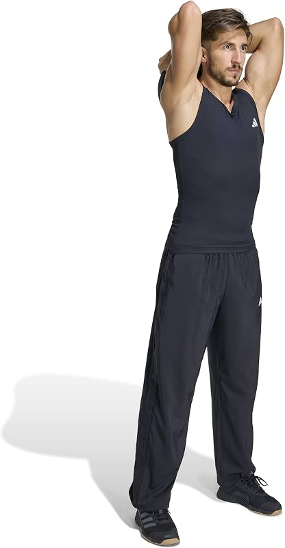 Homme Power Essentials Workout Rib Tank Shirt, Black, M — photo 2 sur 5