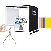 PULUZ Mini Photo Studio Light Box, 10"x10" Portable Folding Photography Lightbox with CRI >95 104pcs LED Light &amp; 6 Kinds Double-Sided Color Backgrounds for Small Products