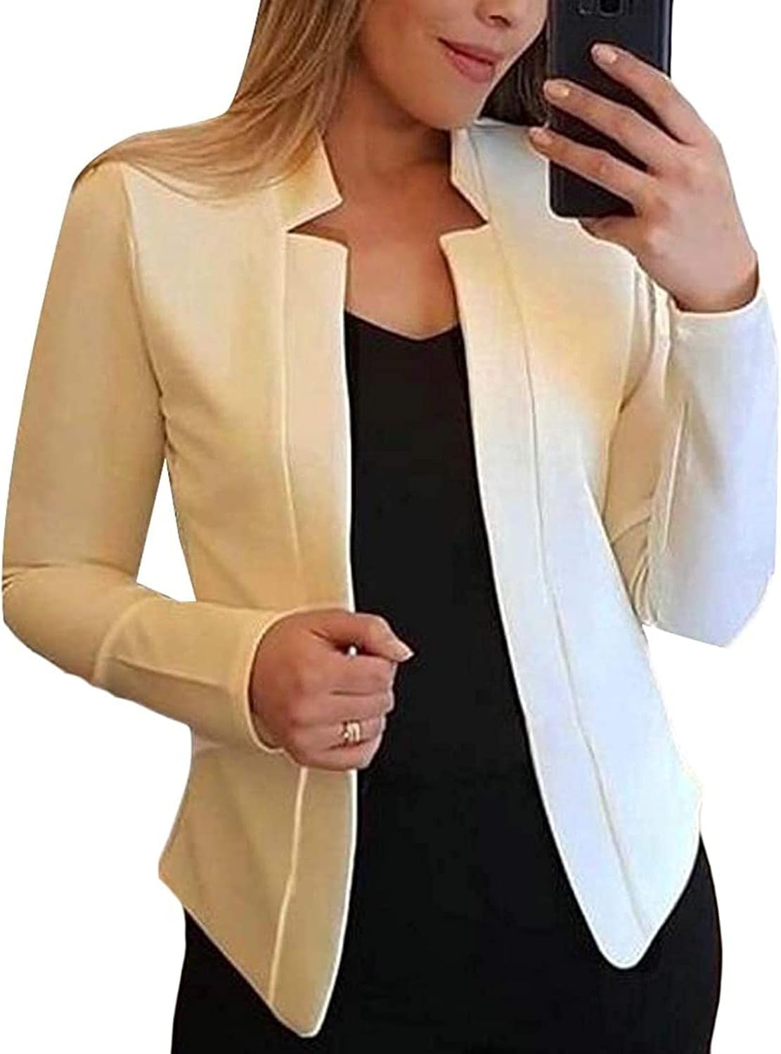 Womens Slim Solid Color Long Sleeve Tunic Casual Blazer Jackets Amazon.de Bekleidung