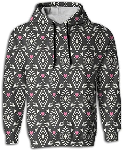Tribal Aztec hearts Arrows Men's Vintage Fashion Pullover Hoodie With Pocket
