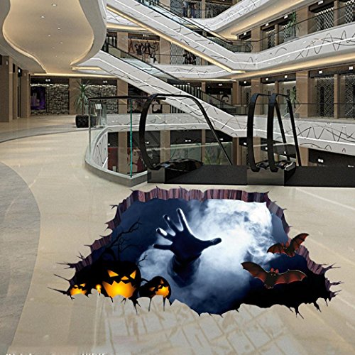 Halloween 3D Wall Floor Sticker, Koolee Removable Household Party Decoration Living Room Floor Mirror Surface Wall Sticker Mural Decor Decal (90Ã—60cm, Multicolor)