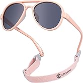 COCOSAND Baby Boys Girls Aviator Sunglasses with Strap Polarized Flexible Retro Pilot for Infants Toddler Age 0-24 Months