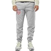 Croatia Crest - Croatian National Soccer Cup Unisex Drawstring Fleece Jogger Pants (Large, Light Gray)