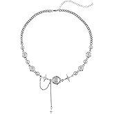 Sacina Women's Y2K Aesthetic Crystal Star Necklace, Gothic Grunge Choker for Women