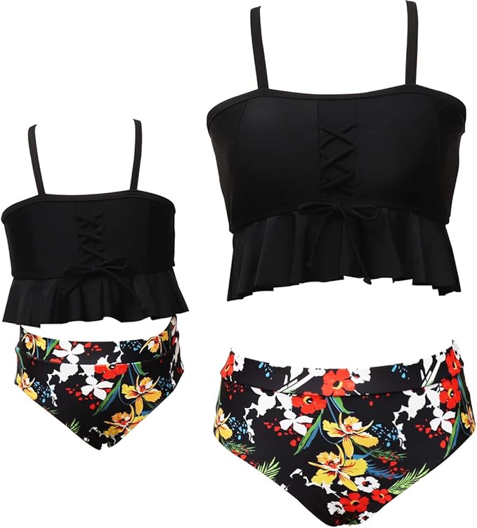 JerrisApparel Girls Bandeau Swimwear Set Family Matching