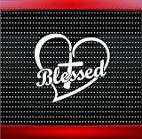Cross Heart #5 Blessed Christian Car Sticker Truck Window Vinyl Decal COLOR: WHITE
