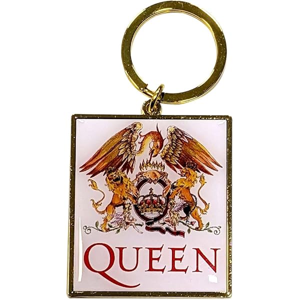 Queen Keychain Gold Crest Classic Band Logo Official Metal Keyring