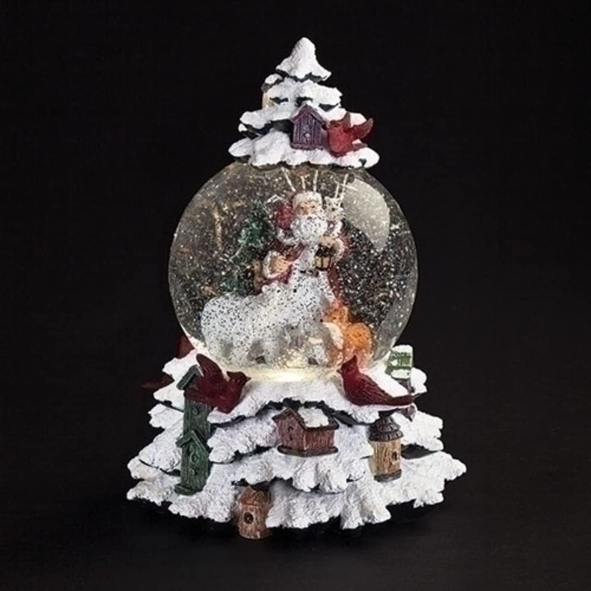 Snow Globes - Roman Winter Wonderland Santa and Animals LED Musical Swirl Glitterdome 9 Inch