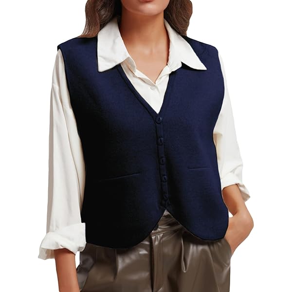CUFEZN Women's Half Zip Knit Sweater Vest Sleeveless Mock