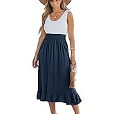CUPSHE Women's Summer Midi Dresses Sleeveless Tank Smocked Beach Vacation Hawaiian 2025 Flowy Sundress