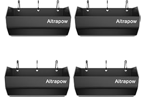 Altrapow 4.5 Quart Hanging Goat Feeder [Material of Metal] with Clips and Nylon Tie Wraps, Fence Feeder [Sturdy and Durable] for Goat, Pig and Dog, Black, 4 Pack