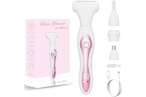 RUIBO Electric Razor for Women 4-in-1 Bikini Trimmer & Body Shaver for Face, Legs, Underarms, Pubic Hair – Rechargeable Wet/Dry Painless Hair Removal with LED Display – Cordless Grooming Kit