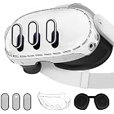 Juylay 3-in-1 Lens Protector Set for Meta Quest 3, Clear Hard Shell Cover | Plastic Hard Protective Shell Cover, High Definition Camera Lens Cover Set, for VR Headset Oculus Quest 3 Accessories