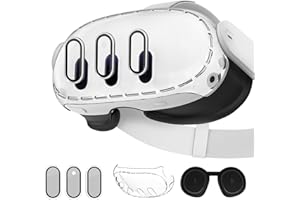 Juylay 3-in-1 Lens Protector for Meta Quest 3, Plastic Hard Protective Shell Cover, High Definition Camera Lens Protector, Build-in Silicone Lens Cover Set for VR Headset Oculus Quest 3 Accessories