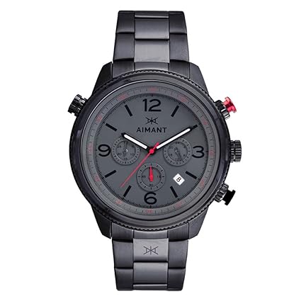 AIMANT Mens Kotor Gun Metal with Gun Metal Stainless Steel Bracelet GKO-200S8-88