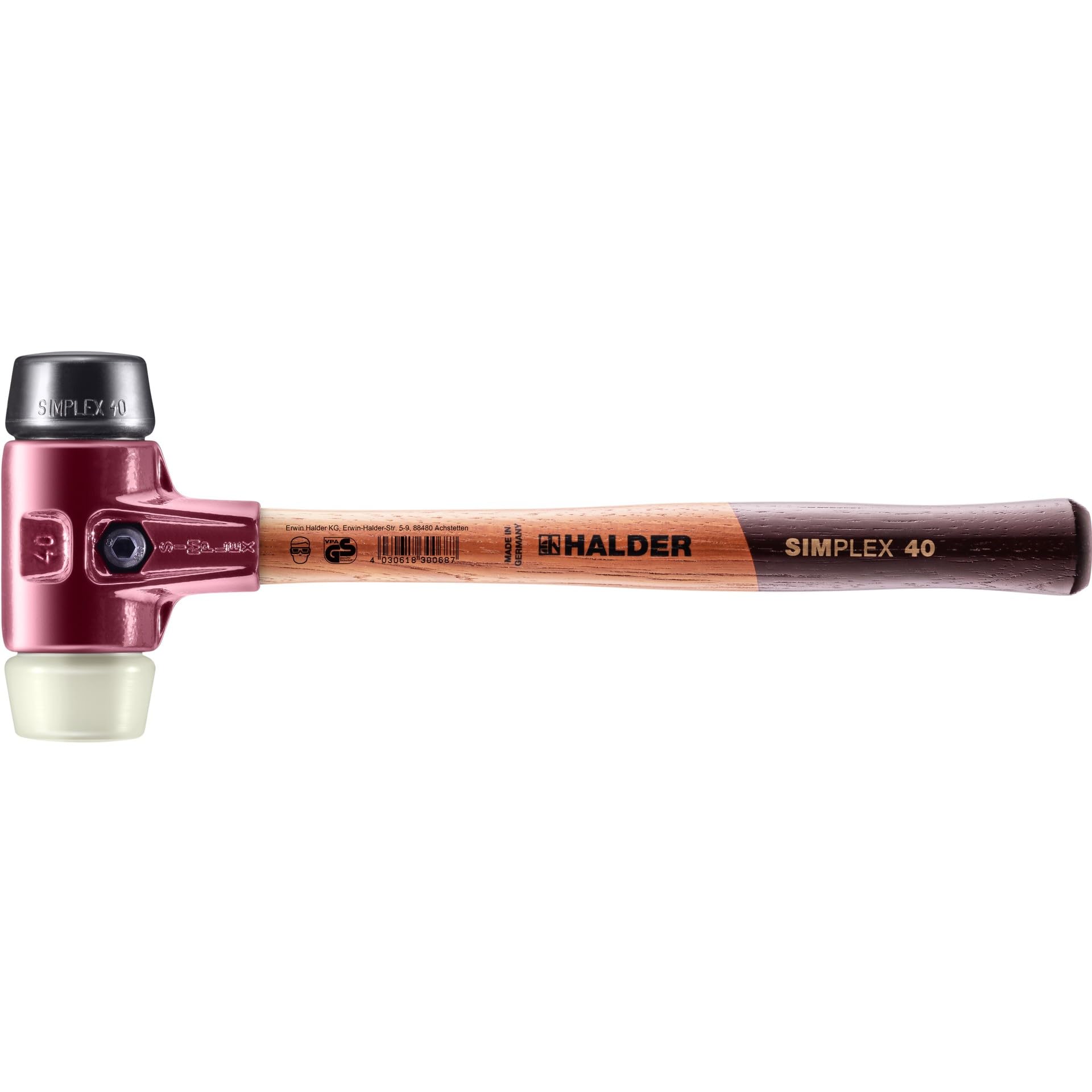 Halder 3028040 40 mm EH Rubber/Nylon 3028 "Simlpex" Soft-Face Mallet - Multi-Colour
