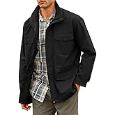 Runcati Mens Military Jacket Full Zip and Button Safari Field Jacket Multi Pocket Cargo Outdoor Coat