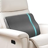 Lumbar Support Pillow for Recliner,Large Memory Foam Back Support Cushion for Sofa &amp; Gaming Chair, Ergonomic Backrest Pillow for Elderly, Comfortable Couch Cushion with Machine Washable Cover,Gray