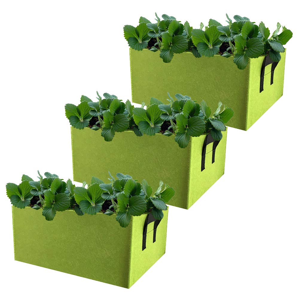 Mintice 3Pcs Reusable Large Plant Grow Bag Vegetable Planting Growing Bag Rectangular Fabric Breathable Planter Container Pots Home Garden for Flower Potato Tomato Carrot Green (40 * 30 * 20cm)