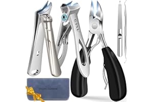 GJNL Toenail Clippers for Seniors Thick Toenails, Large Toe Nail Clippers for Men Thick Nails with Wide Opening, Sharp Heavy Duty Ingrown Toenail Clippers Nail Cutter Long Handle with Slanted Blade