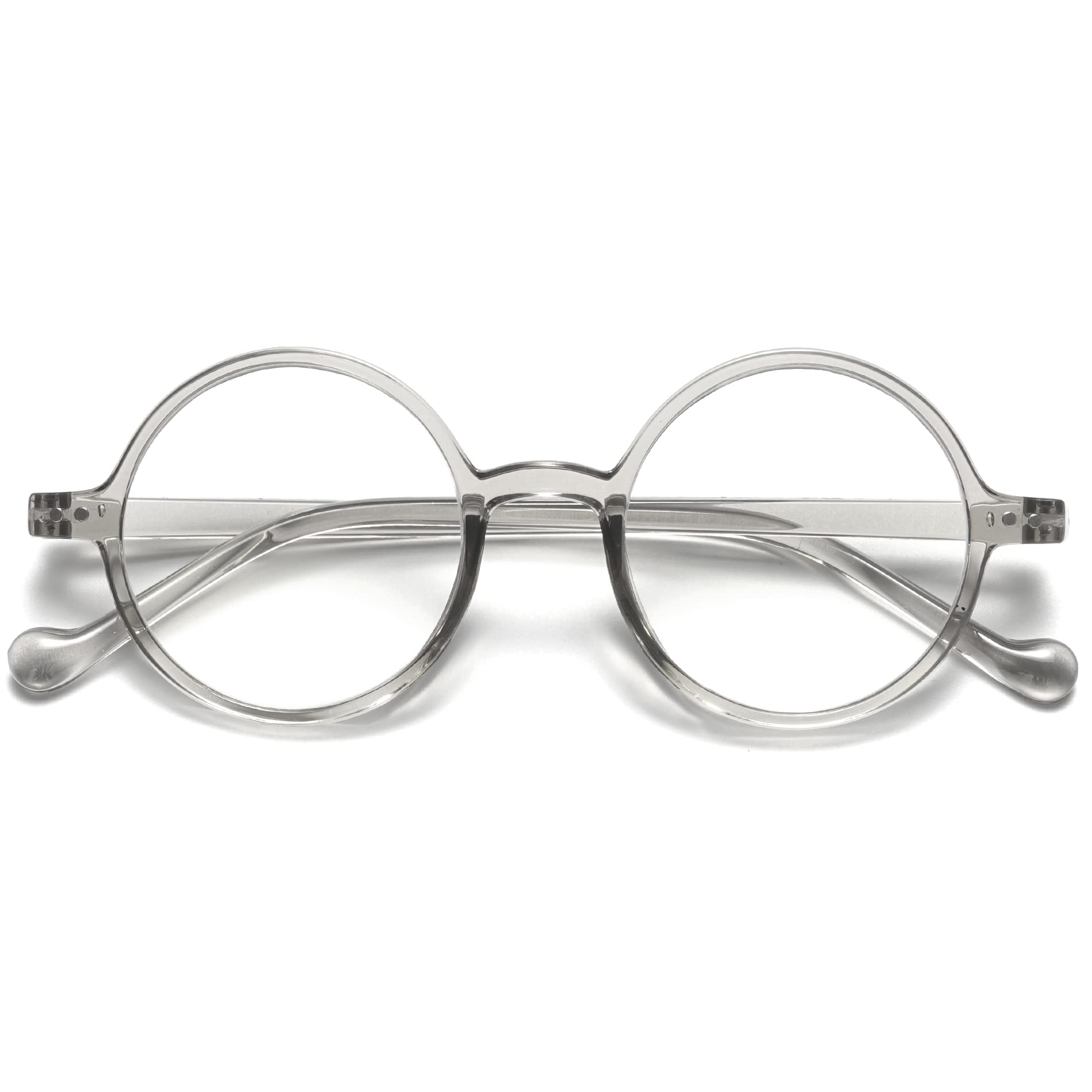 VEVESMUNDO Blue Light Blocking Reading Glasses Round Retro Vintage Readers Glasses for Women Men (1 Pcs Grey Reading Glasses, +1.5)