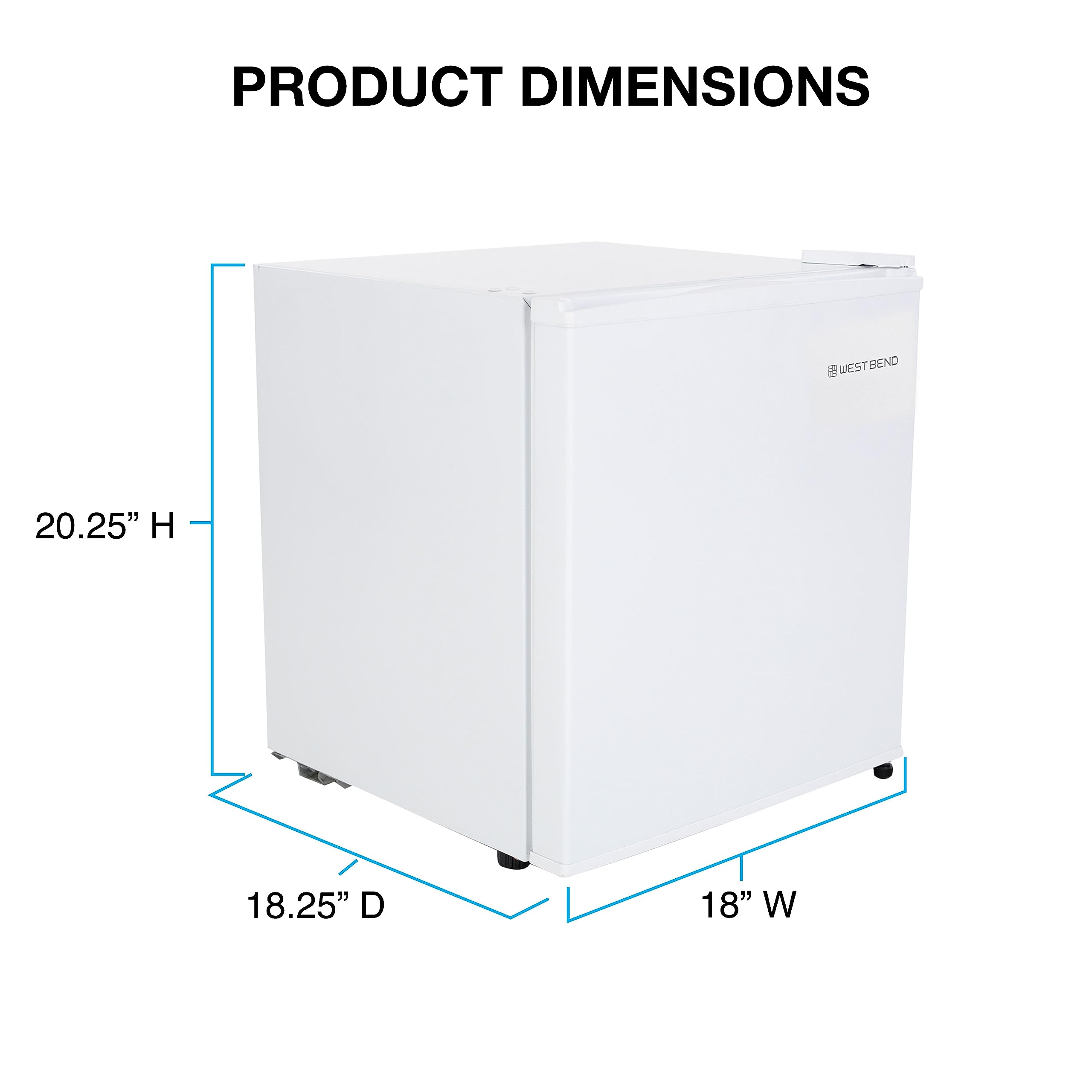 West Bend Mini Fridge Compact Refrigerator for Home Office or Dorm, Auto Defrost with Reversible Door, Energy Star Rated, 1.7-Cu.Ft., White