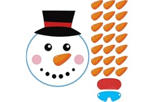 Hxezoc Pin The Nose On The Snowman Games with 20 Pcs Nose Stickers, Large Christmas Snowman Games for Kids Christmas Party Decorations Christmas Party Games Supplies