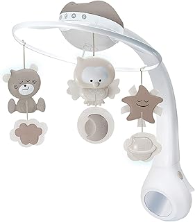 Infantino 3-in-1 Projector Musical Mobile in Grau – Mobile, Tisch- & Kinderbettlampe und Sternprojektor für Babys – Mit beruhigenden Melodien und Naturgeräuschen