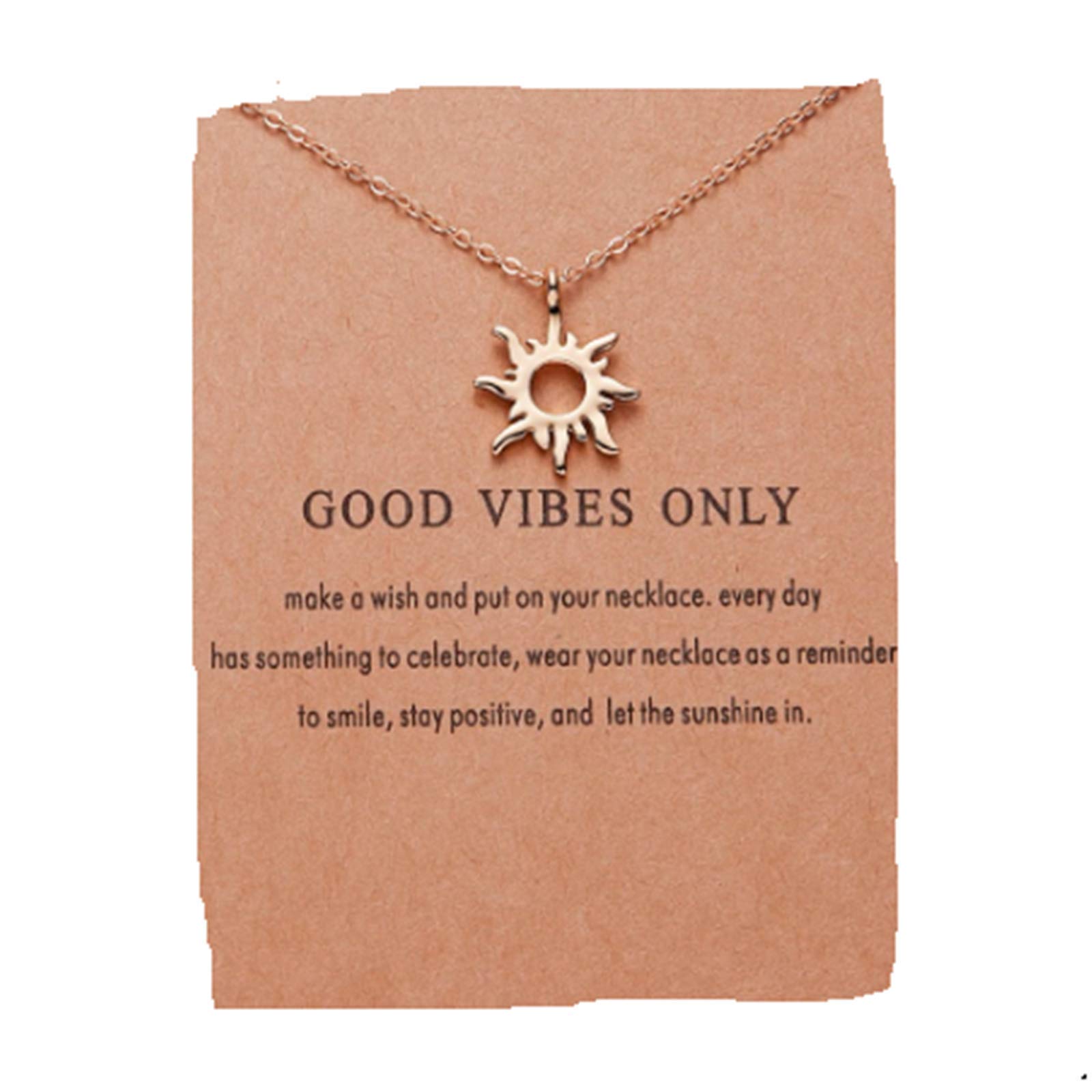 Sunshine necklace, Happy Jewellery, Good Vibes friendship pendant and chain, gold tone