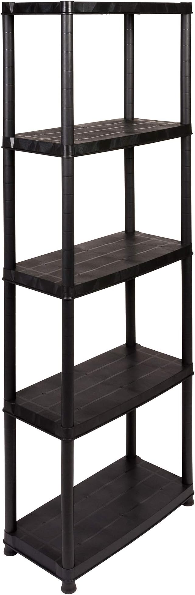 Plastic Shelving Unit with 5 Shelves Load with up to 25 kg per Shelf. Dimensions: 60 x 30.5 x 170 cm TÜV Rheinland