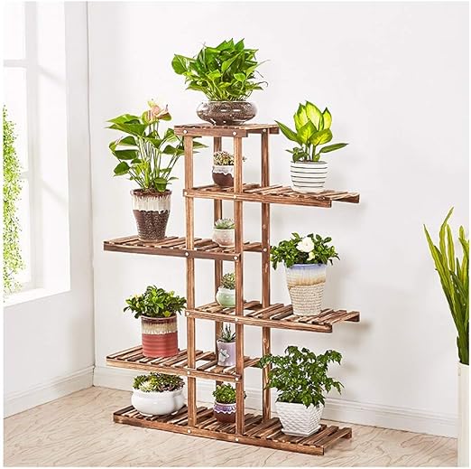 XHH Puesto de Flores, Flor de Madera Maciza Pot Estante, Sala de ...