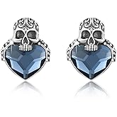 Skull Earrings for Women Men 925 Sterling Silver Skull Stud Earrings Gothic Earrings Halloween Jewelry Gifts for Women Men