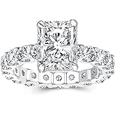 PAFIDDY 3 Carats Radiant Cut Engagement Ring for Women, S925 Silver AAAAA Grade Cubic Zirconia Promise Ring