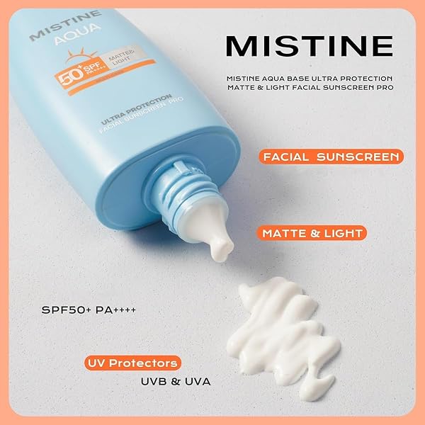 MISTINE DAILY FACE SUNSCREEN 3 FL.OZ SPF 50+ FOR SENSITIVE SKIN, NON-GREASY NO WHITE CAST, FAST ABSORBING LIGHTWEIGHT UV SHEILD, WATERPROOF FORMULA, VEGAN & CRUELTY FREE