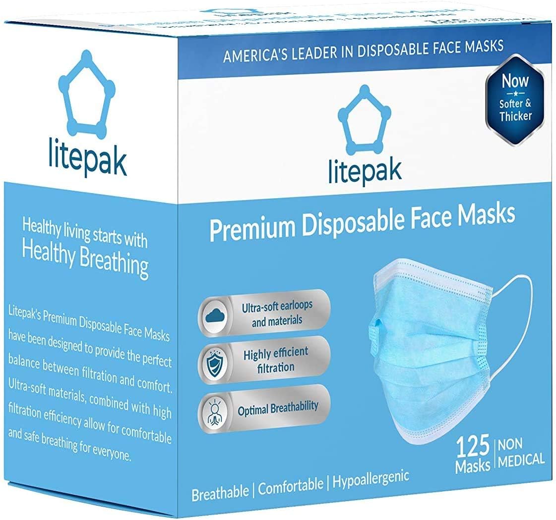 Download Amazon Com 125 Pack Litepak Disposable Face Cover Premium Comfort Earloops With Dispenser Box Health Personal Care PSD Mockup Templates