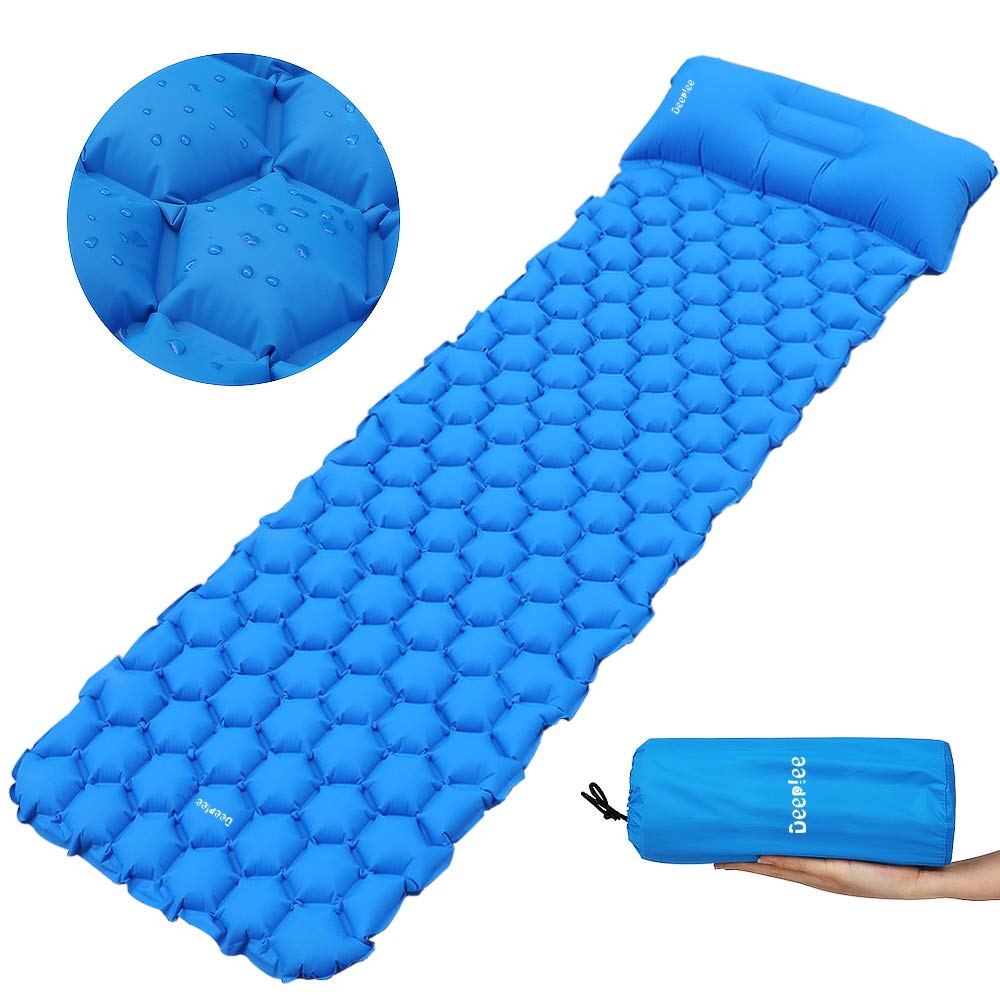 Deeplee Camping Mat, Inflatable Sleeping mat with interconnected Pillow