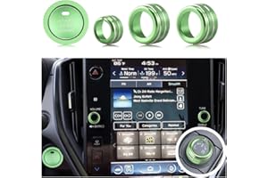 HDUFC 5pcs for Subaru Crosstrek/Impreza 2024 2025, Forester 2025, Legacy Outback 2020-2025, WRX, Ascent Volume Adjustment Knob, Mirror Knob Cover, Start Button Cover/Ring (Green)
