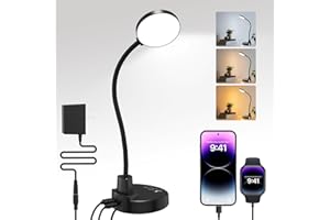 ZAPLIT 15W LED Desk Lamp with USB C & USB-A Port, 3 Color Temperatures, 5 Brightness Dimmable Table Lamp, 4 Timers, Flexible 