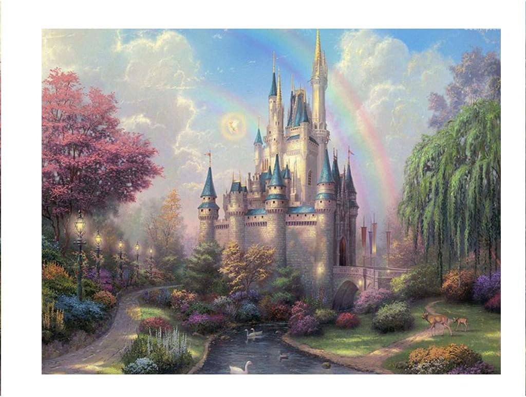 CUEYU DIY Painting by Numbers Kits,Paint By Numbers For Adults and Kids with Brushes and Acrylic,Home Decoration - Without Frame (Castle)