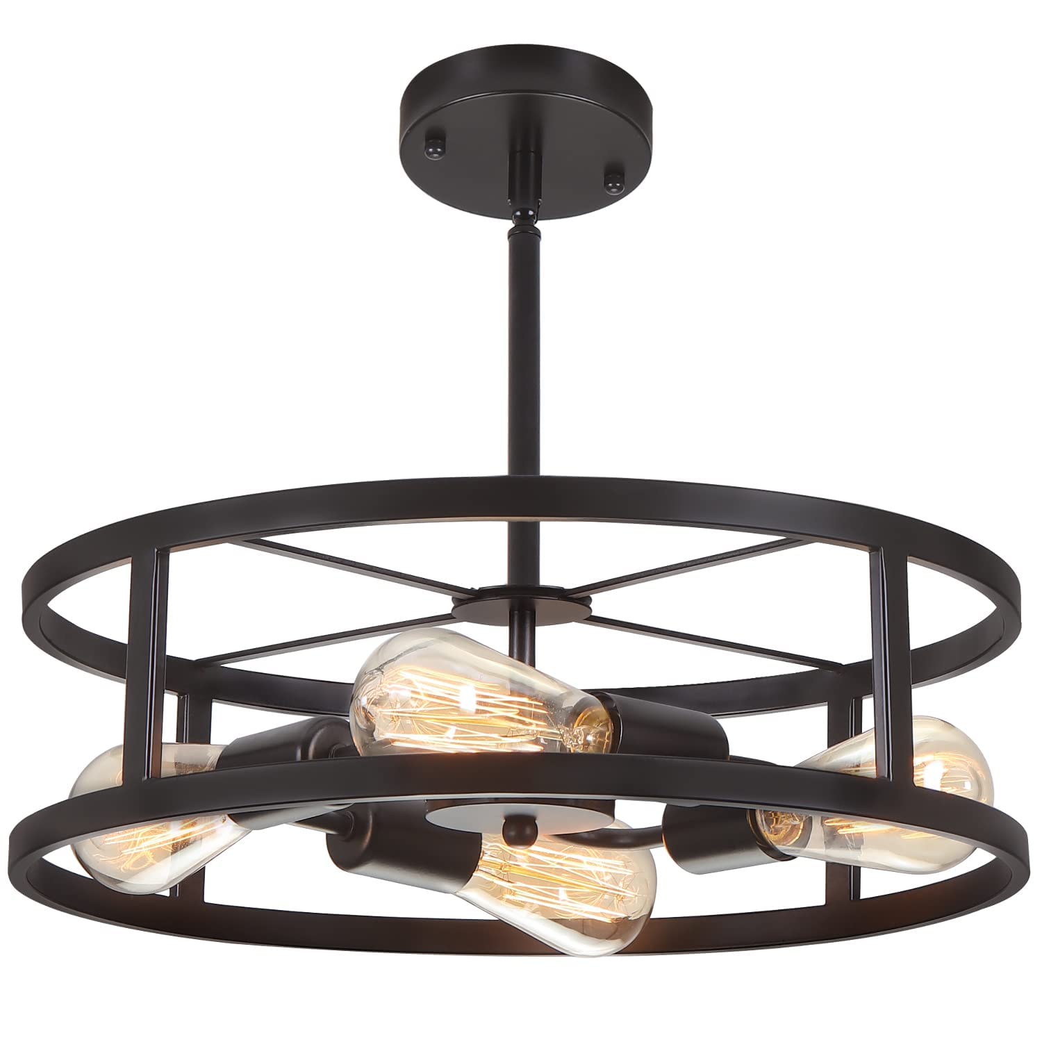 Photo 1 of Heircido Black Semi Flush Mount Ceiling Light,Industrial Farmhouse Sloped Lights Fixture, Adjustable Height Metal Lighting for Kitchen Dining Room Entryway Hallway Living Room