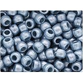 BeadTin Medium Steel Blue Pearl 9mm Barrel Pony Beads (500pcs)
