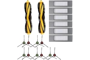 YUNZZ Replacement Parts For Vacuum Ecovacs DEEBOT OZMO 920 950 T8 AIVI Max T9 T5 N5 N7 N8+ N8 Pro DX55 DX93 DJ65, 2 Main Roller Brush, 5 HEPA Filters, 10 Side Brushes