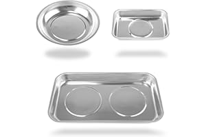 C&T 3-Piece Magnetic Tray Holder, Magnetic Parts Tray Set, Thickened Tray,Stainless Steel, Tool Trays for Screw, Bolts, Nuts, Washers, Pins and Other Small Metal Parts and Tools