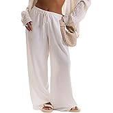 RoseSeek Womens Linen Pants Wide Leg Loose Cotton Swimsuit Coverups Summer Pants Beach Vacation Outfits